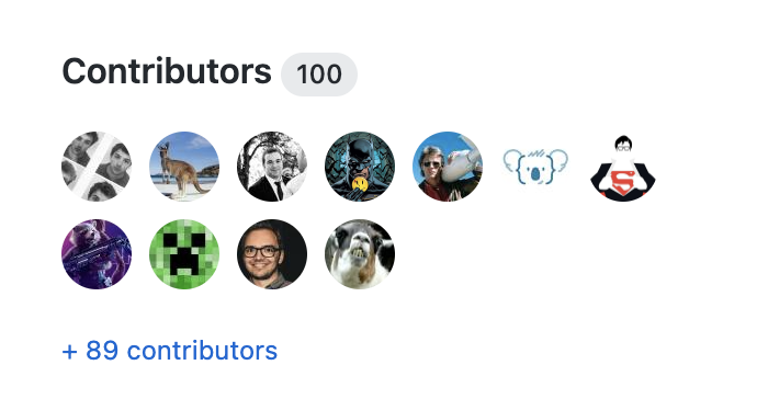 list of the 100 contributors of the project