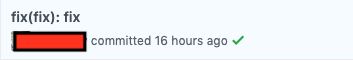 screenshot d'un commit nommé 'fix(fix):fix'